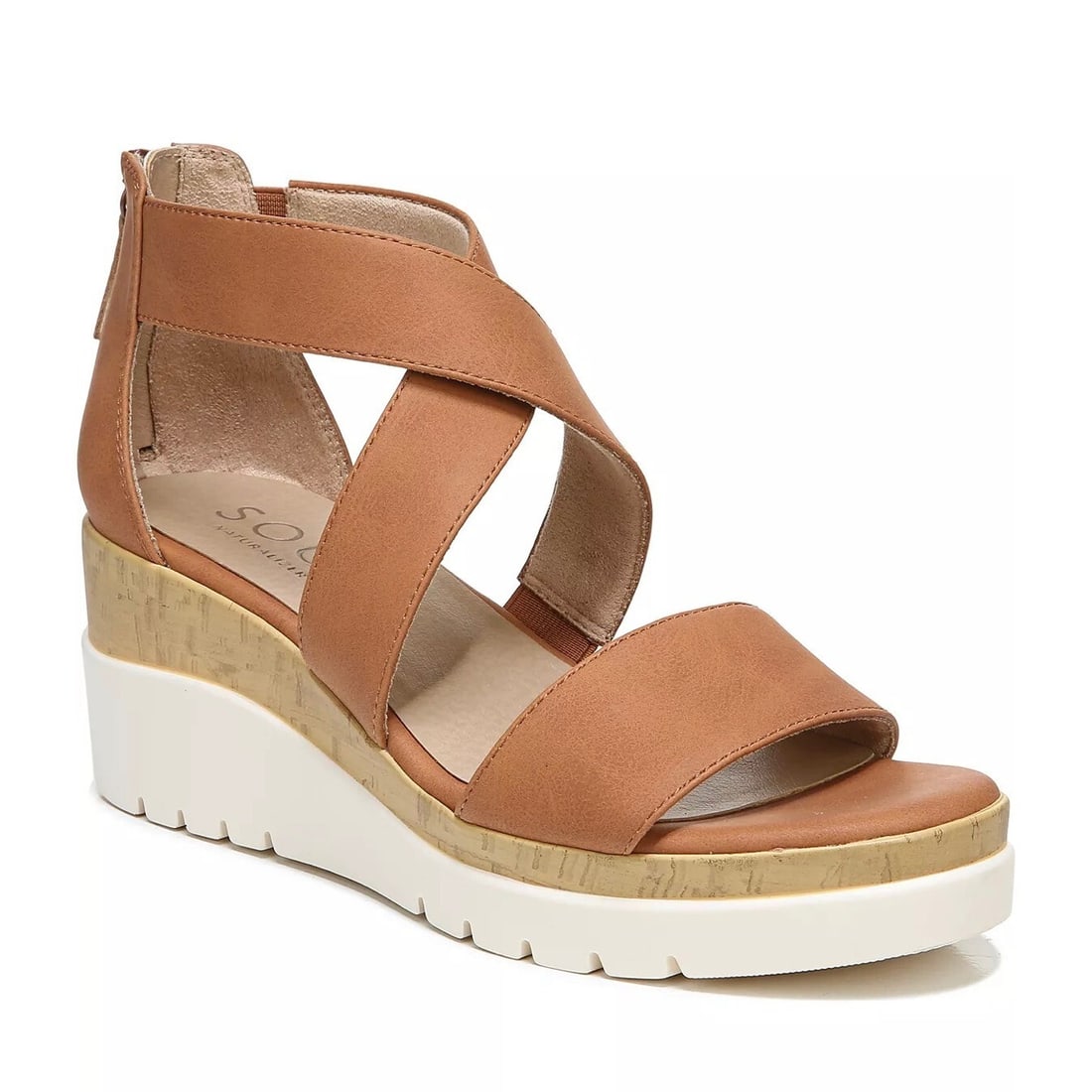SOUL Naturalizer Goodtimes 9W Criss Cross Wedge Sandals Toffee (1 of 8)