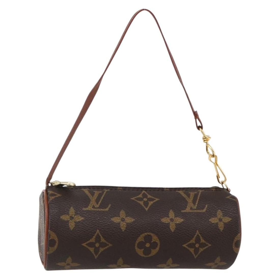Papillon Pochette Brown Canvas Handbag by Louis Vuitton: Papillon Pochette Brown Canvas Handbag by Louis Vuitton This Louis Vuitton Papillon Pochette features the iconic monogram canvas in brown, designed for women. The pouch is pre-owned and remains in ver