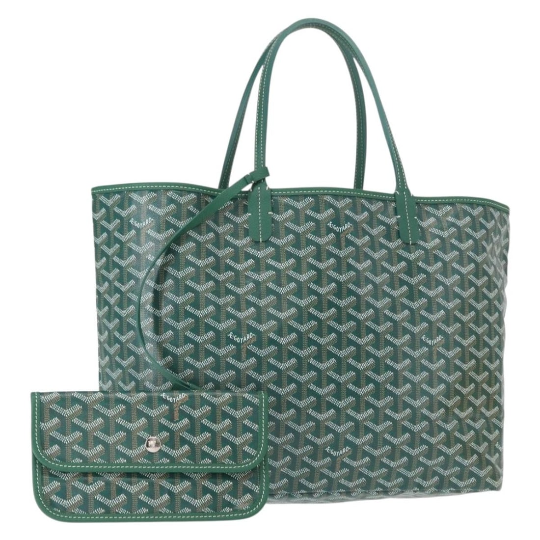 GOYARD Herringbone Saint Louis PM Green Tote Bag PVC Auth (1 of 18)