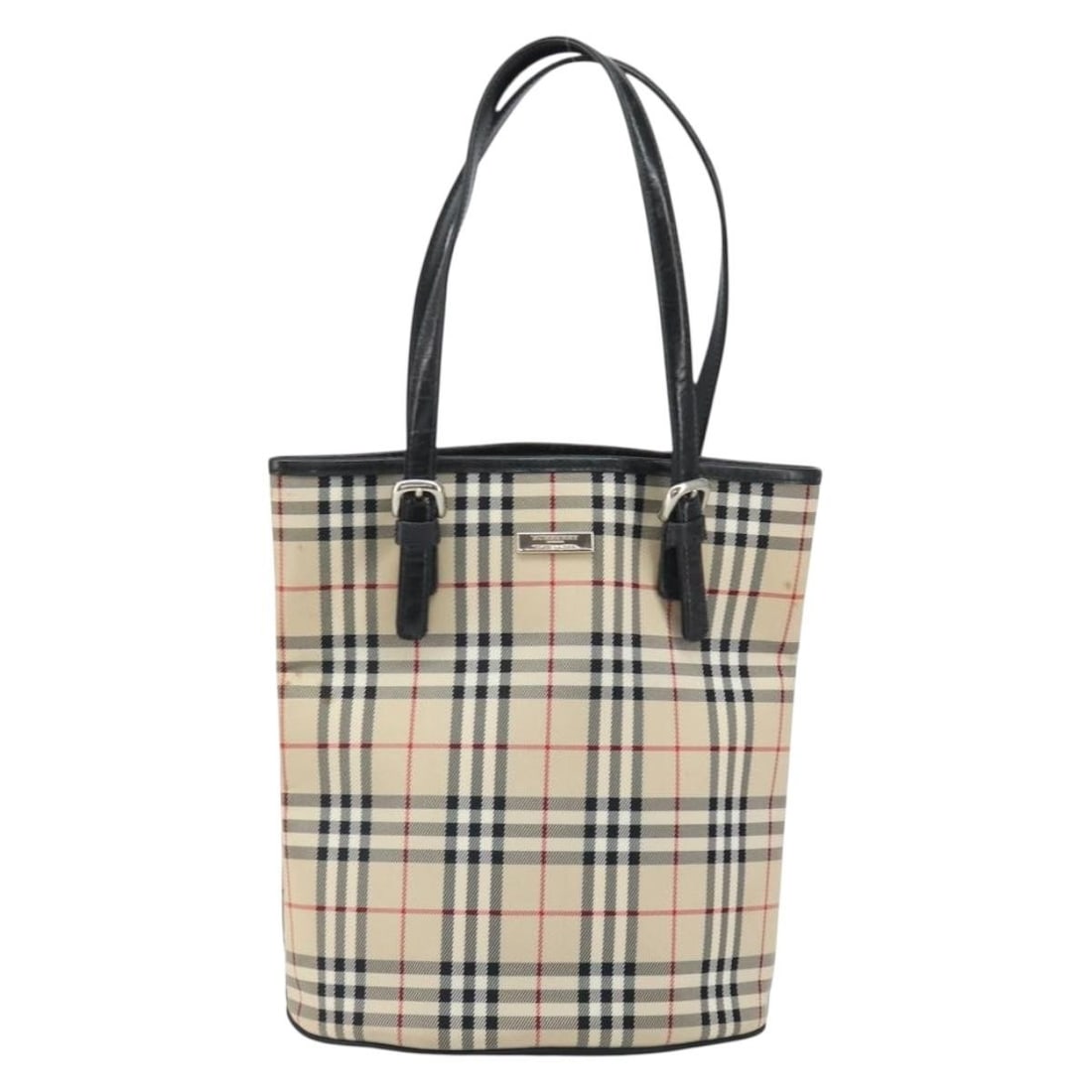 Nova Check beige nylon tote bag by Burberry: Nova Check beige nylon tote bag by Burberry This Burberry Nova Check Tote is crafted from durable nylon in a beige color, featuring the iconic Nova Check pattern. Designed for women, the tote offers a