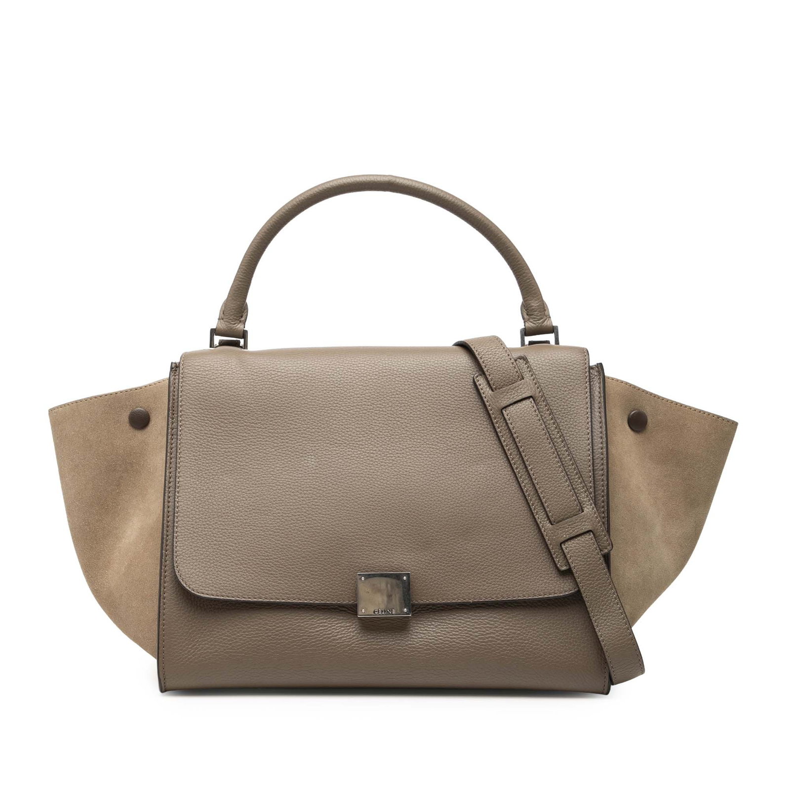 Celine Trapeze Medium Satchel in Brown Bicolor Calfskin and Suede Leather (1 of 8)