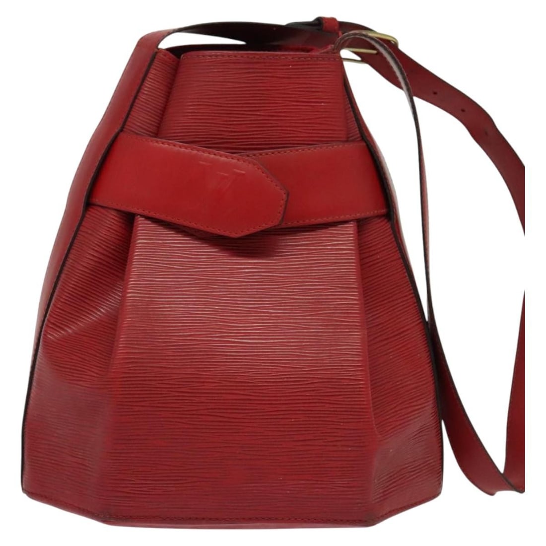 Red Epi Leather Sac d'Epaule Shoulder Bag by Louis Vuitton: Red Epi Leather Sac d'Epaule Shoulder Bag by Louis Vuitton This Louis Vuitton Vintage Sac d'Epaule Handbag features red Epi leather and is designed for women. The bag shows signs of use, including sur