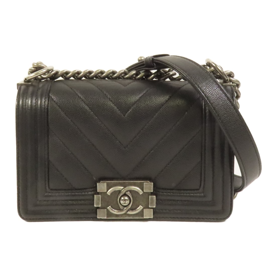 Chanel Boy CC 20 Black Calfskin Chain Shoulder Bag A67085 (1 of 16)