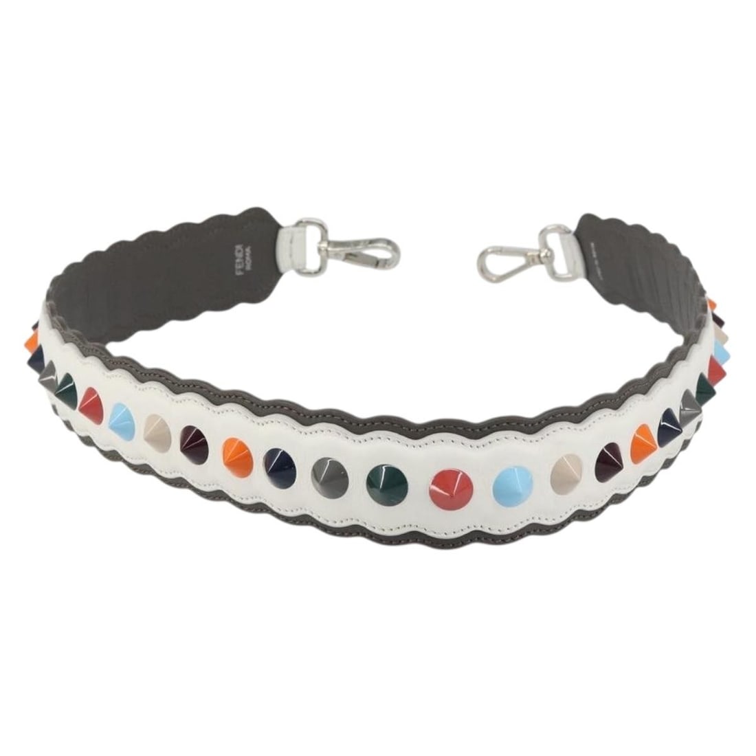 White Leather Shoulder Strap Fendi Strap You with Studs (1 of 9)