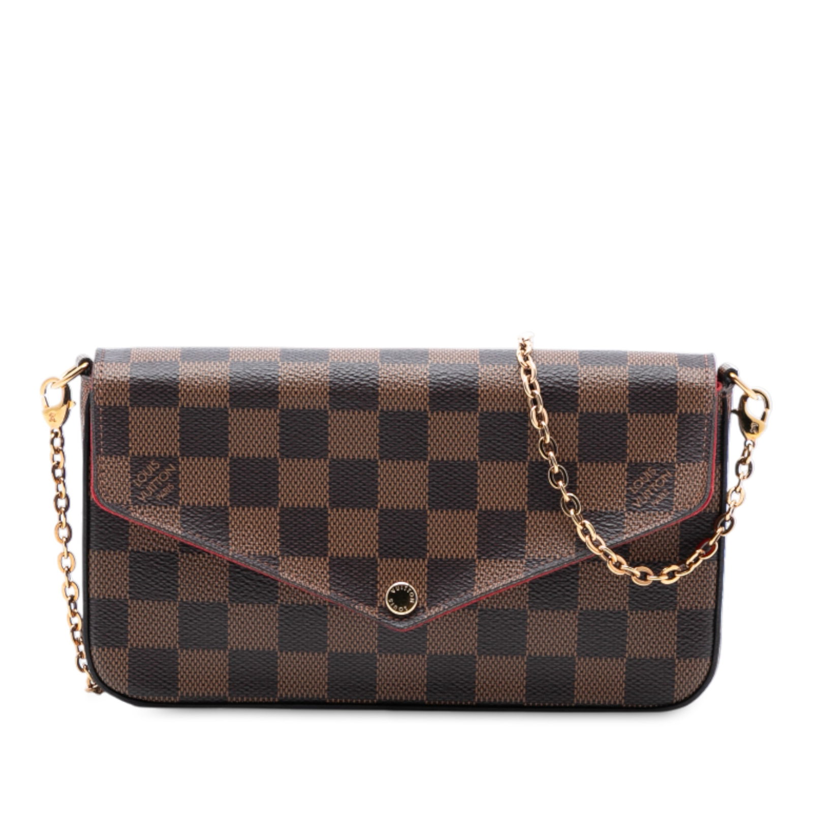 Louis Vuitton Pochette Felicie Damier Ebene Canvas Crossbody Bag with Chain (1 of 8)