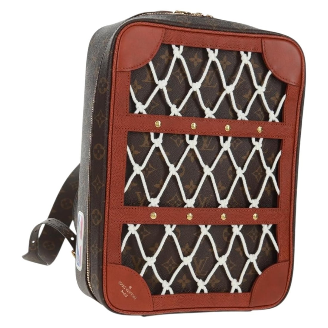 Louis Vuitton NBA Monogram Canvas Shoebox Handbag M45784 with Dust Bag: Louis Vuitton NBA Monogram Canvas Shoebox Handbag M45784 with Dust Bag This Louis Vuitton Monogram Shoebox NBA Hand Bag features the iconic monogram canvas and is crafted in France. The bag showcases