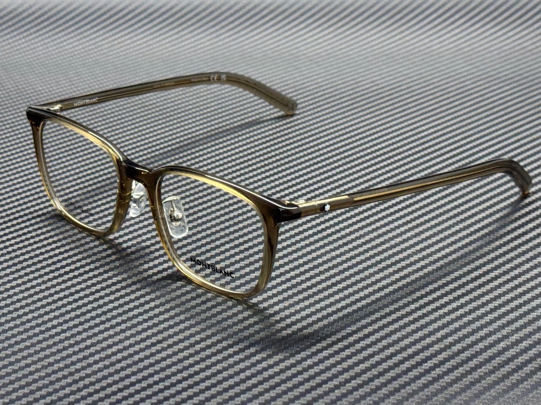 Montblanc MB0418OJ 004 Brown Transparent 53mm Men's Eyeglasses with Case: Montblanc MB0418OJ 004 Brown Transparent 53mm Men's Eyeglasses with Case Discover timeless sophistication with the Montblanc MB0418OJ 004 eyeglasses, featuring a stylish brown transparent frame that c