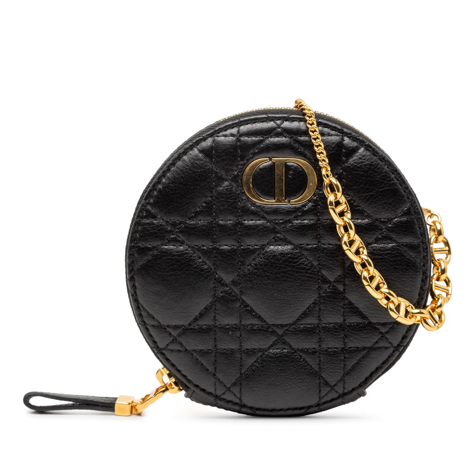 Dior Caro Quilted Leather Round Pouch with Chain Strap (1 of 7)