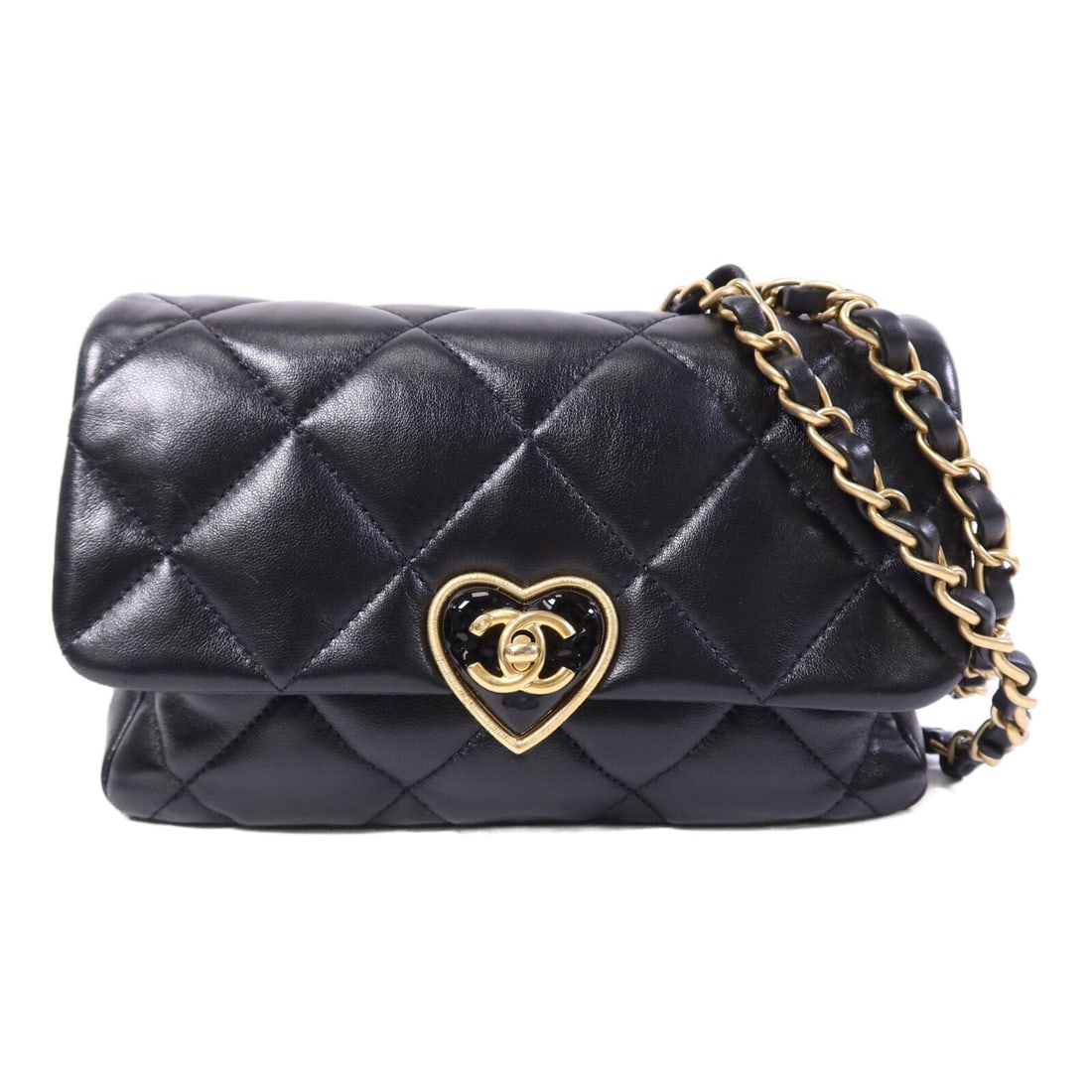 Black Lambskin Leather Shoulder Bag by CHANEL with CC Gold Hardware (1 of 15)