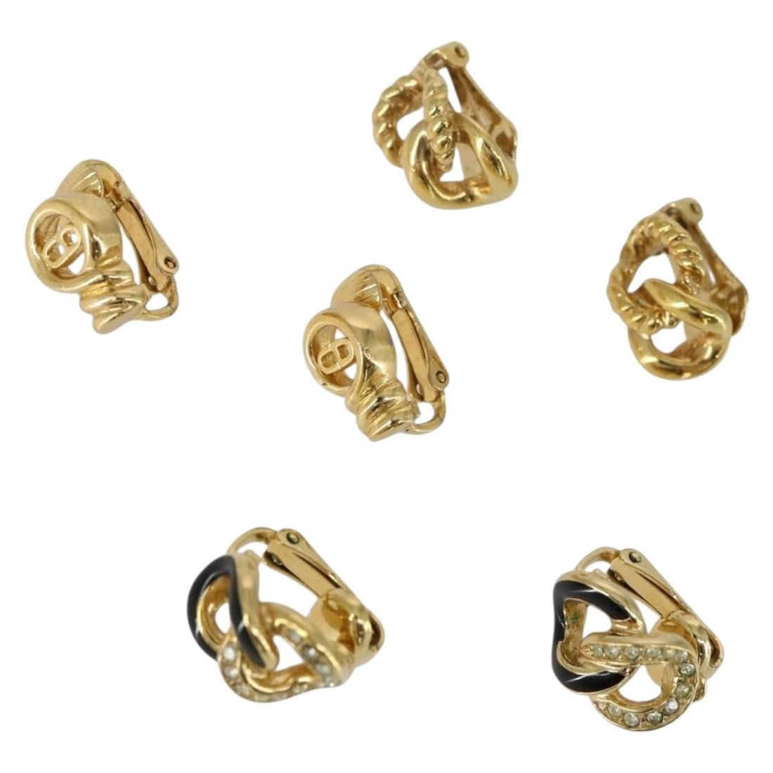 Set of 3 Gold Tone Metal Earrings by Christian Dior (1 of 13)