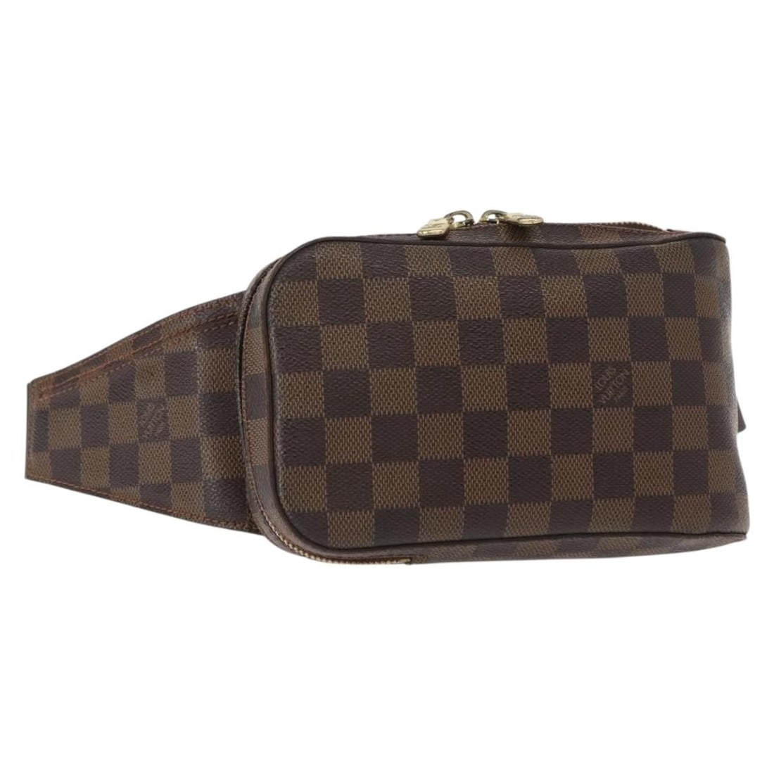 Louis Vuitton Geronimos Canvas Waist Bag Brown Unisex: Louis Vuitton Geronimos Canvas Waist Bag Brown Unisex The Louis Vuitton Geronimos Waist Bag in brown Damier canvas is a unisex accessory designed for convenient, hands-free carrying. This pre-owned ba
