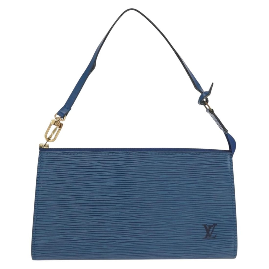 Blue Leather Louis Vuitton Pochette Accessoires 24cm x 13cm x 3cm: Blue Leather Louis Vuitton Pochette Accessoires 24cm x 13cm x 3cm This Louis Vuitton Pochette Accessoires is crafted from blue Epi leather, designed for female use. It features slight wear including r