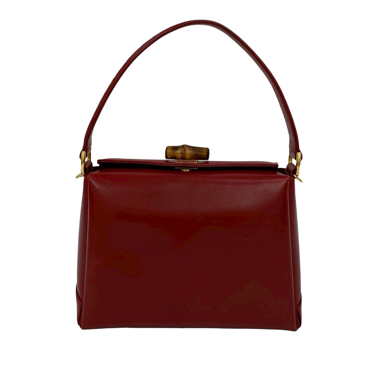 Gucci Bamboo Closure Red Leather Satchel with Detachable Strap (1 of 9)