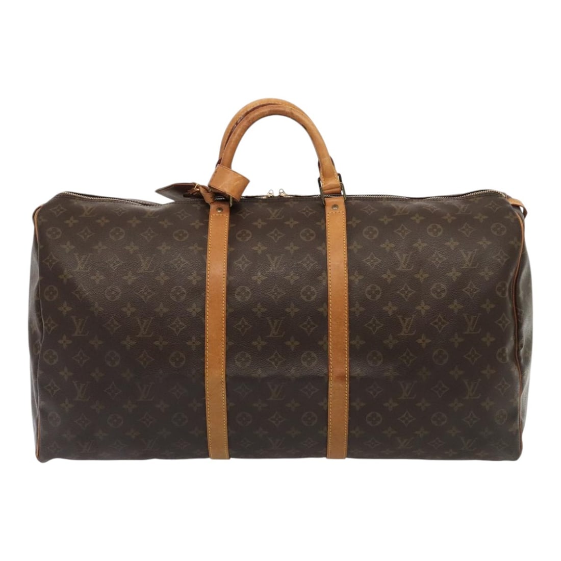 Louis Vuitton Monogram Canvas Keepall Duffle Bag 60cm: Louis Vuitton Monogram Canvas Keepall Duffle Bag 60cm Louis Vuitton Keepall Bag in classic monogram canvas designed for unisex use. The bag features brown canvas material with leather accents and meta