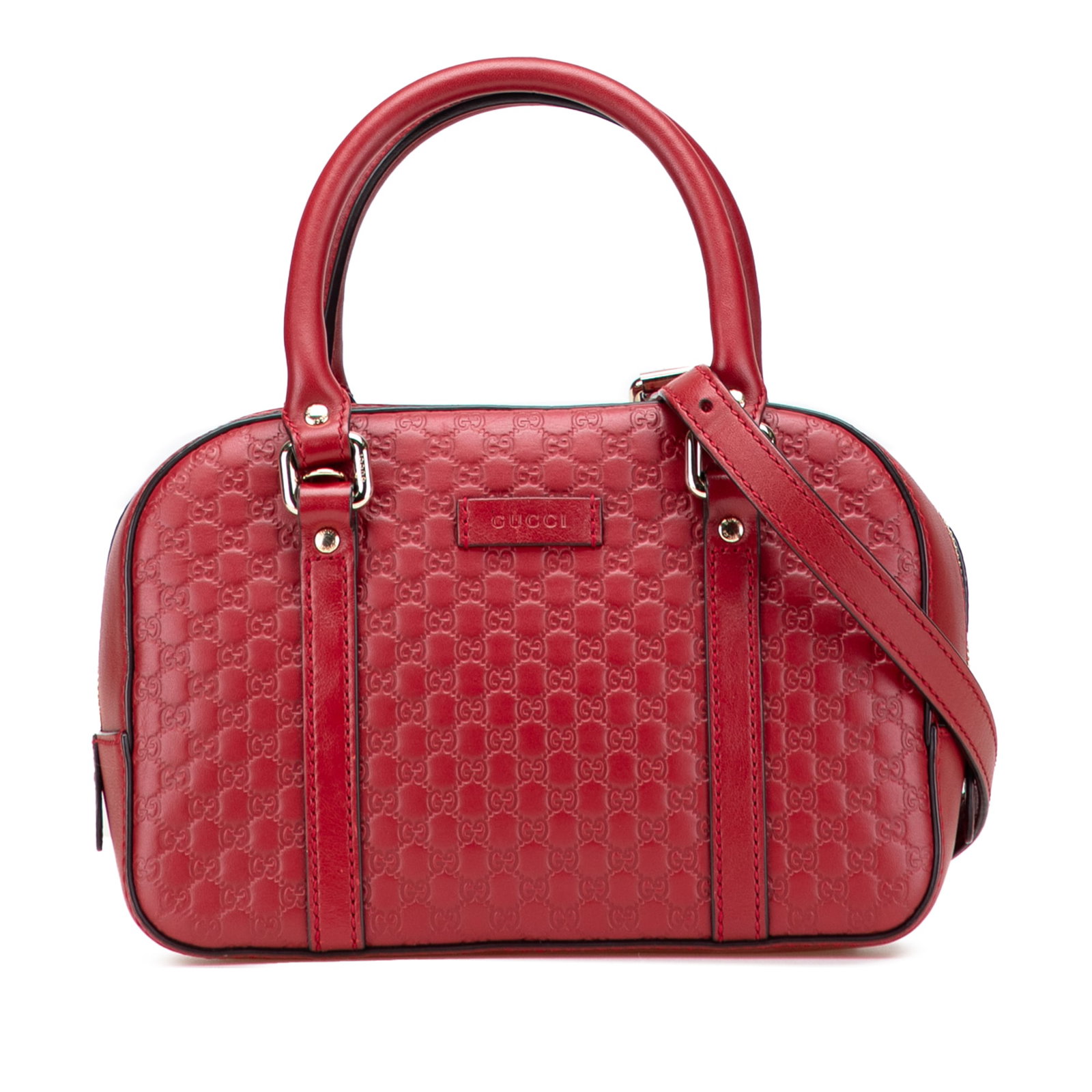 Gucci Small Microguccissima Bree Satchel Red Leather with Bamboo Handles (1 of 11)