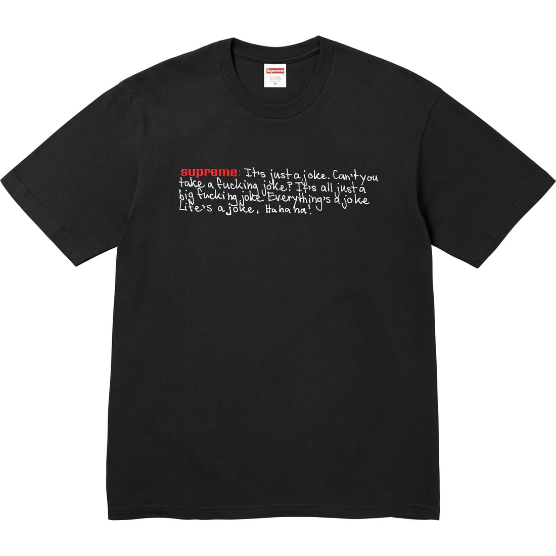 Supreme Black Cotton Joke Graphic T-Shirt XXL (1 of 1)