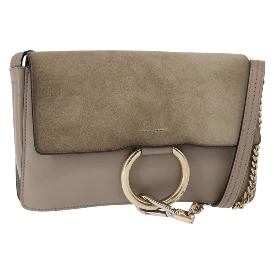 Chloe Faye Suede Shoulder Bag Beige 24cm x 14cm x 2cm: Chloe Faye Suede Shoulder Bag Beige 24cm x 14cm x 2cm This Chloe Faye shoulder bag is crafted from beige suede and designed for women. It features a compact silhouette with subtle signs of wear includ