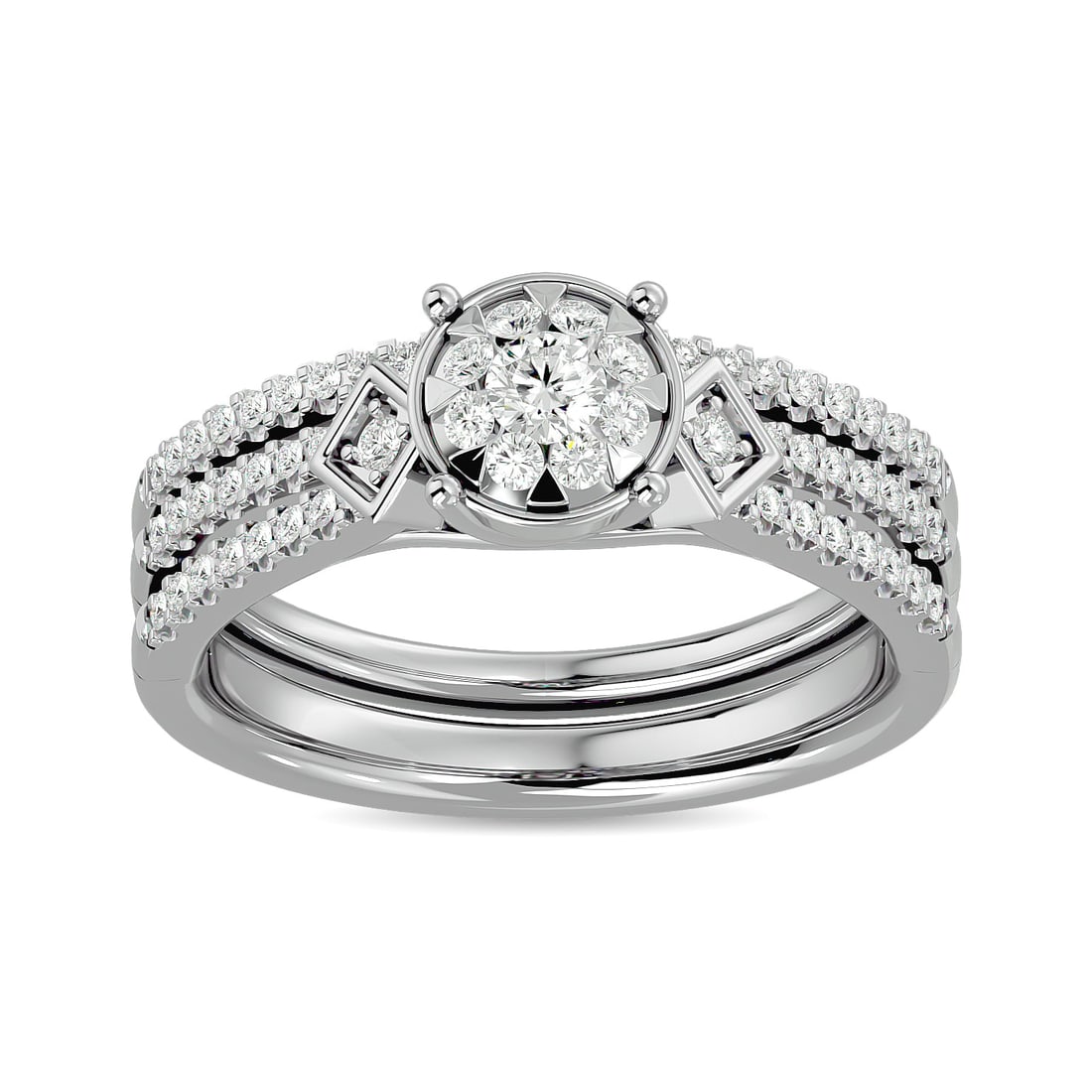 Diamond 1/2 Ct.tw Bridal Ring in 14K White Gold: Diamond 1/2 Ct.tw Bridal Ring in 14K White Gold 14k White Gold Stone Color: G-h Stone Clarity: I1 Each ring is presented in standard size 6.5. Complimentary resizing is available between sizes 510 (in