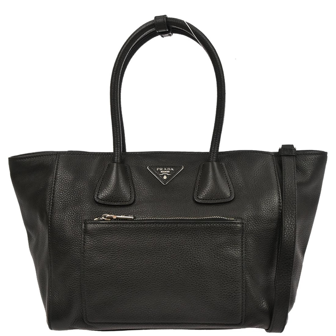 Black Leather Medium Tote by Prada with 2way Carry Option (1 of 11)