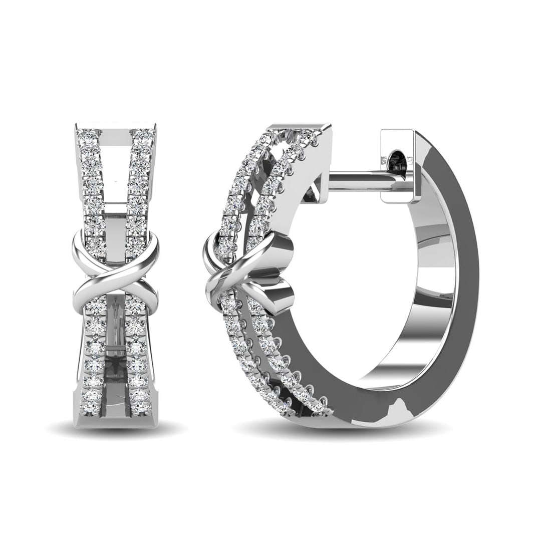 10K White Gold 1/6 Ct.Tw. Diamond Hoop Earrings (1 of 3)