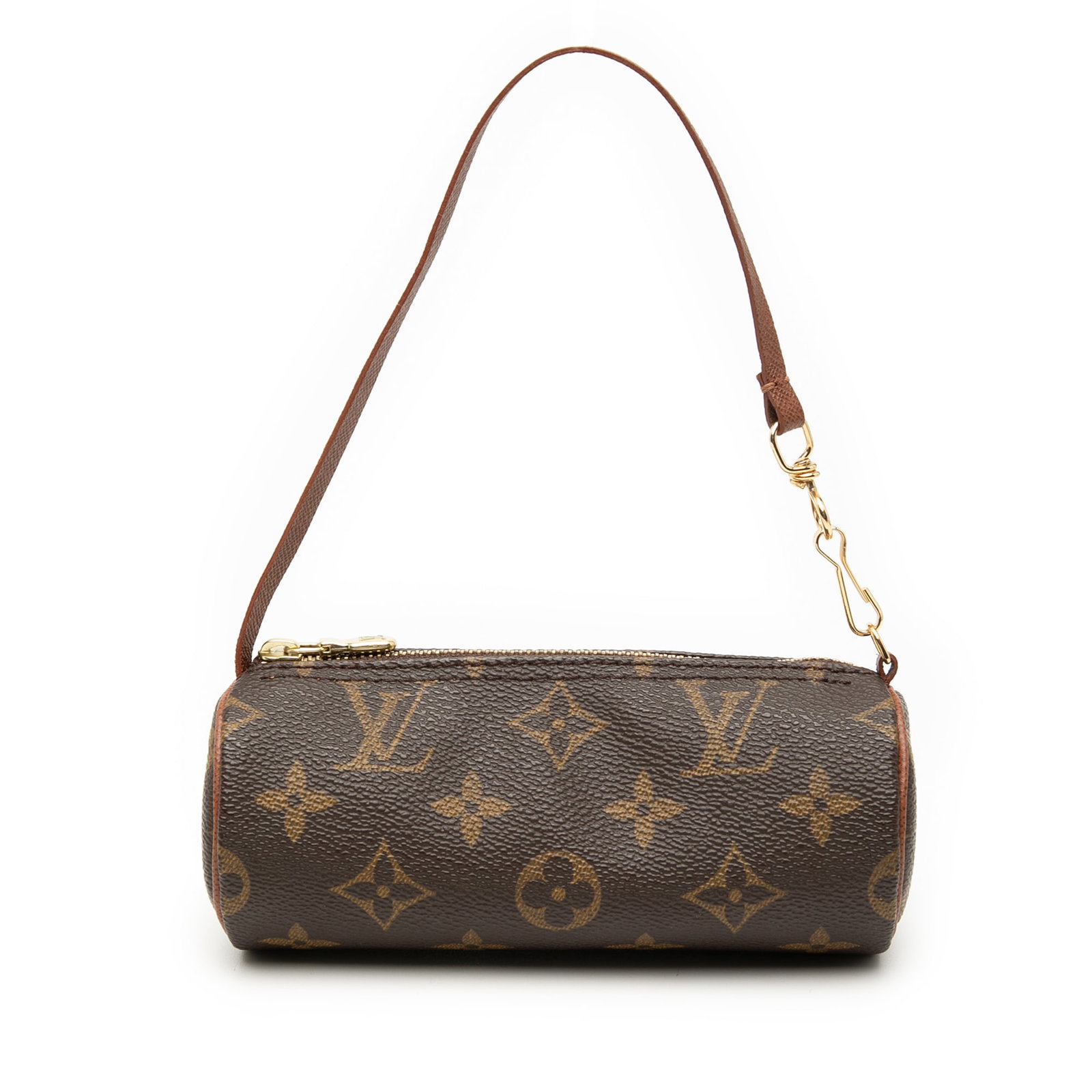 Louis Vuitton Papillon Pochette Brown Monogram Canvas Bag with Detachable Strap: Louis Vuitton Papillon Pochette Brown Monogram Canvas Bag with Detachable Strap The Louis Vuitton Monogram Papillon Pochette features a monogram canvas body, a detachable leather strap, and a top zip