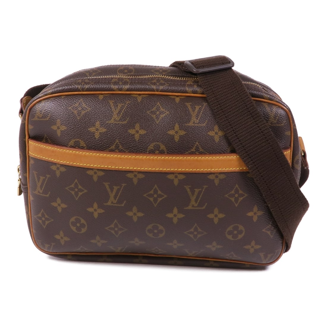 LOUIS VUITTON Reporter PM Shoulder Bag GHW Monogram Brown PVC Canvas (1 of 12)