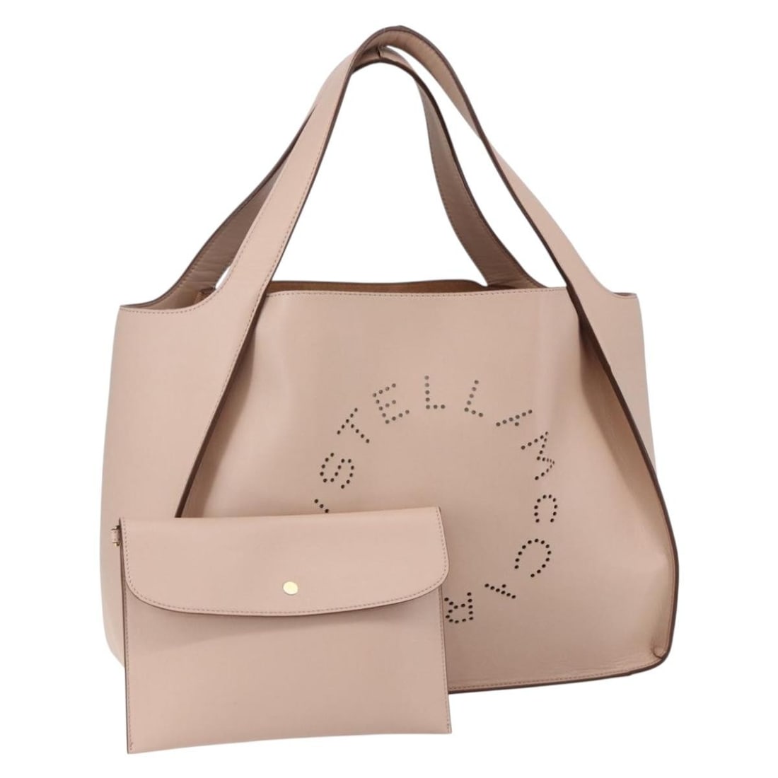 Stella MacCartney Beige Leather Tote Bag 502793 with Pouch Auth BA7042: Stella MacCartney Beige Leather Tote Bag 502793 with Pouch Auth BA7042 This stylish tote bag by Stella McCartney is crafted from high-quality leather in a versatile beige color, making it a perfect ac