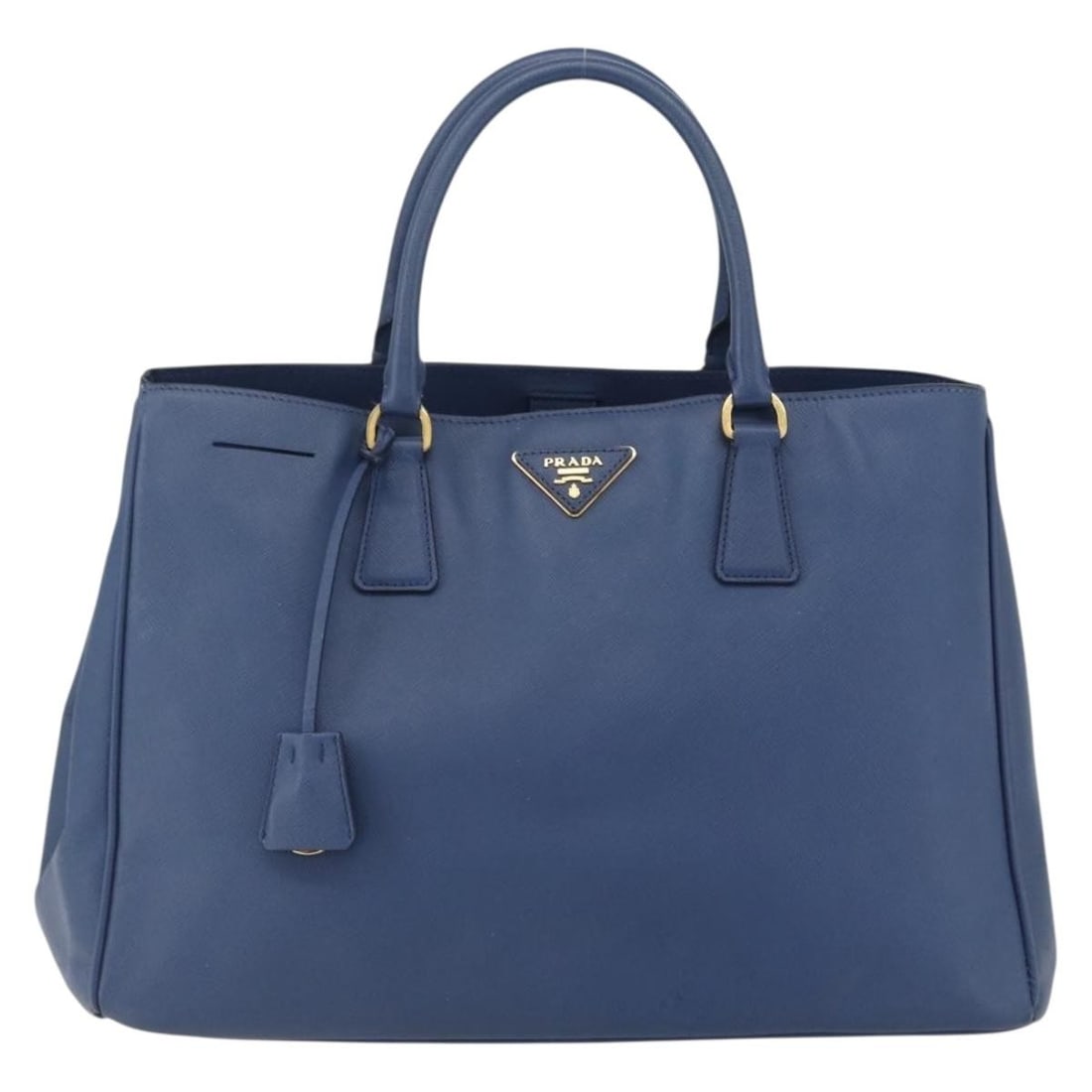 Blue Leather Lux Open Tote by Prada 37cm by 25cm by 16cm: Blue Leather Lux Open Tote by Prada 37cm by 25cm by 16cm This Prada Lux Open Tote is crafted from blue saffiano leather, designed for women. The tote features a spacious interior with a pocket inside.