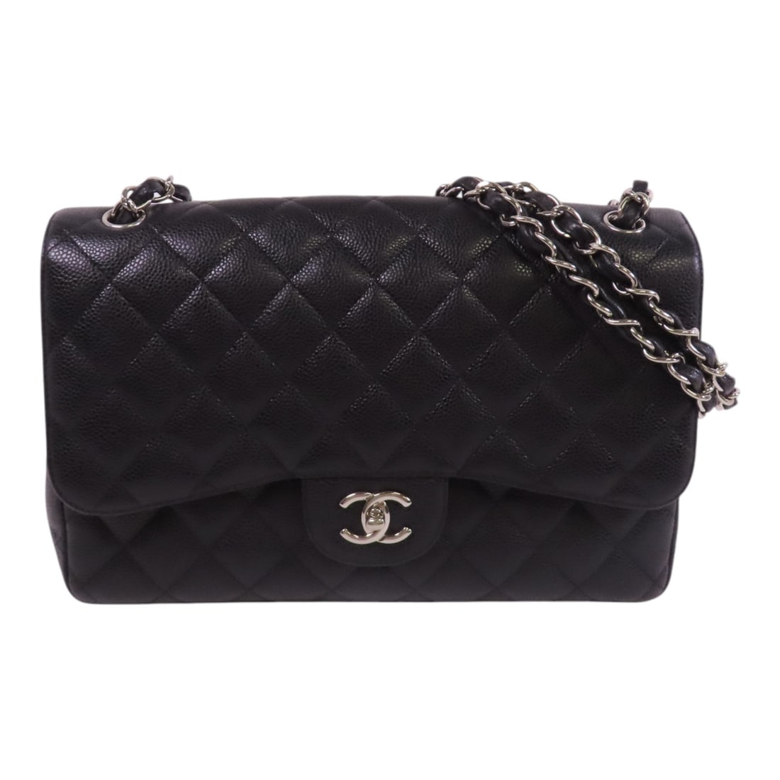 CHANEL Large Classic 30 Chain Shoulder Bag Black Calfskin Leather: CHANEL Large Classic 30 Chain Shoulder Bag Black Calfskin Leather This CHANEL Large Classic Shoulder Bag is a timeless accessory crafted from luxurious black calfskin leather. The elegant design featu