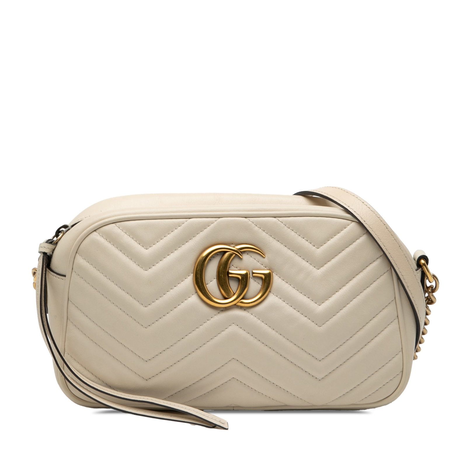 White Gucci GG Marmont Small Quilted Leather Crossbody Bag (1 of 7)