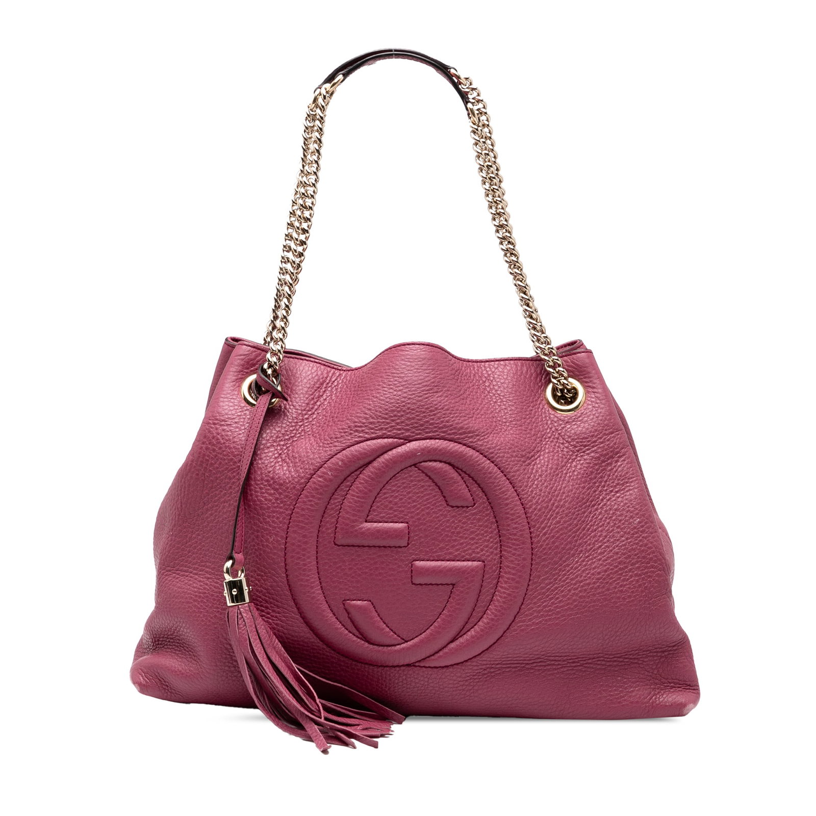 Gucci Medium Leather Soho Chain Tote Pink with Tassel Detail (1 of 7)
