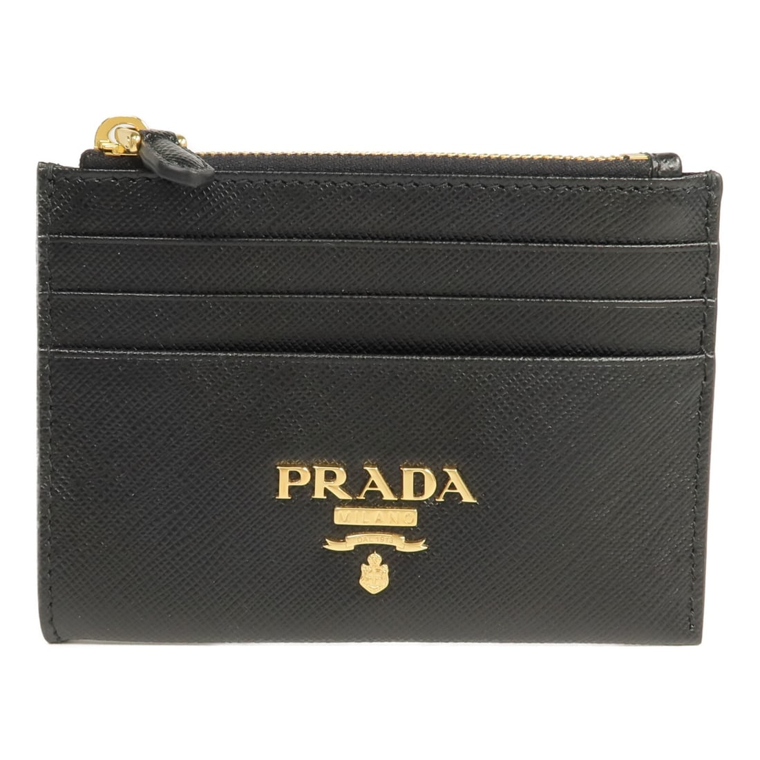 Black Calfskin Card Holder with Gold Hardware by Prada 1MC026 (1 of 16)