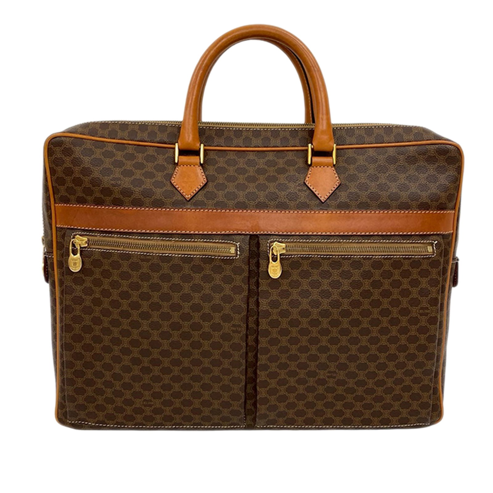 Celine Macadam Brown Coated Canvas Business Tote with Leather Handles (1 of 10)