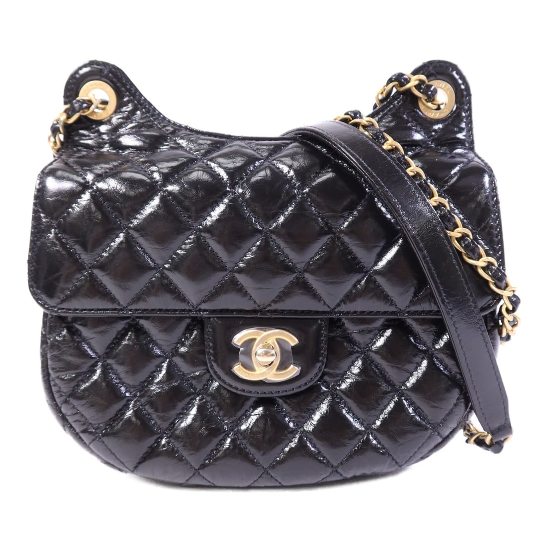 Black Calfskin CHANEL AS4572 Shoulder Bag with Gold Hardware CC Logo (1 of 18)