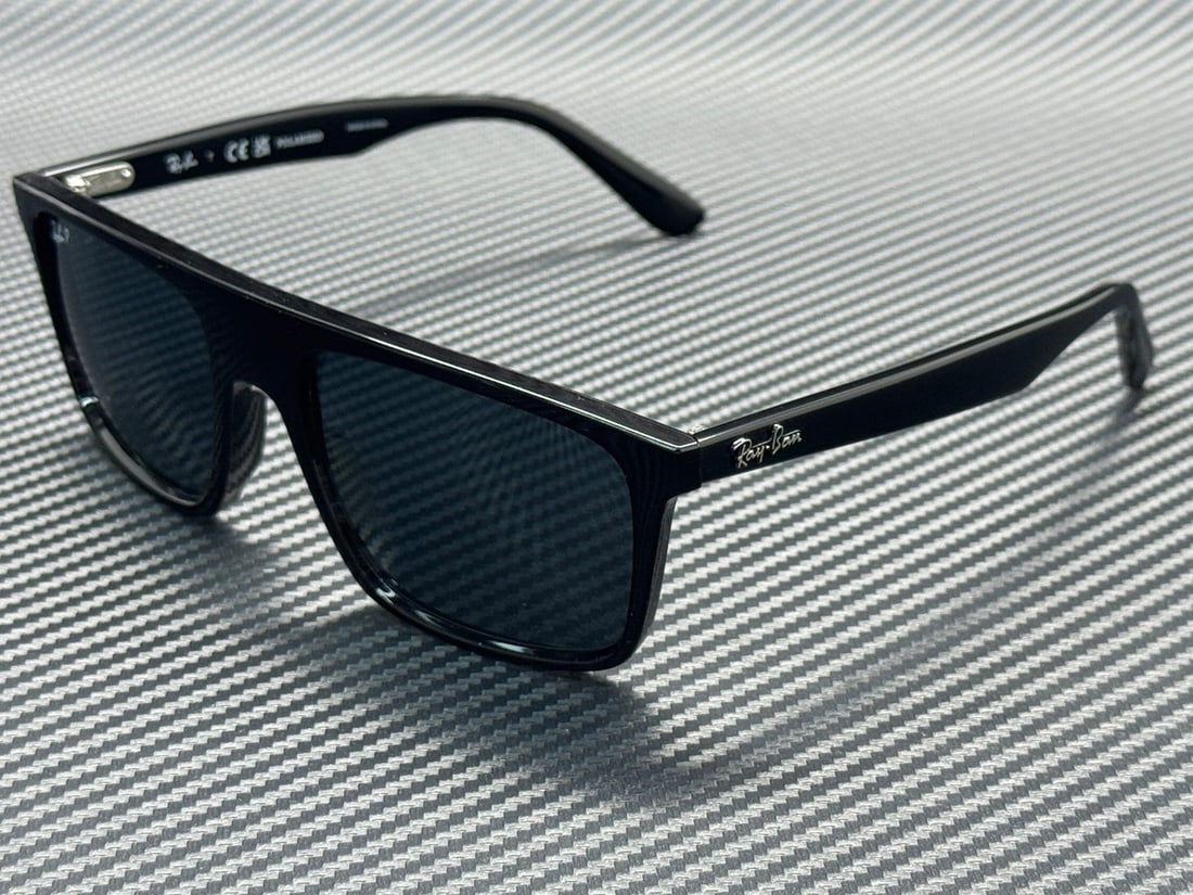 Ray-Ban RB2222 901 3R Black Blue Polarized Sunglasses 57mm: Ray-Ban RB2222 901 3R Black Blue Polarized Sunglasses 57mm Experience style and clarity with the Ray-Ban RB2222 901 3R sunglasses. These unisex sunglasses feature a sleek black frame paired with blue