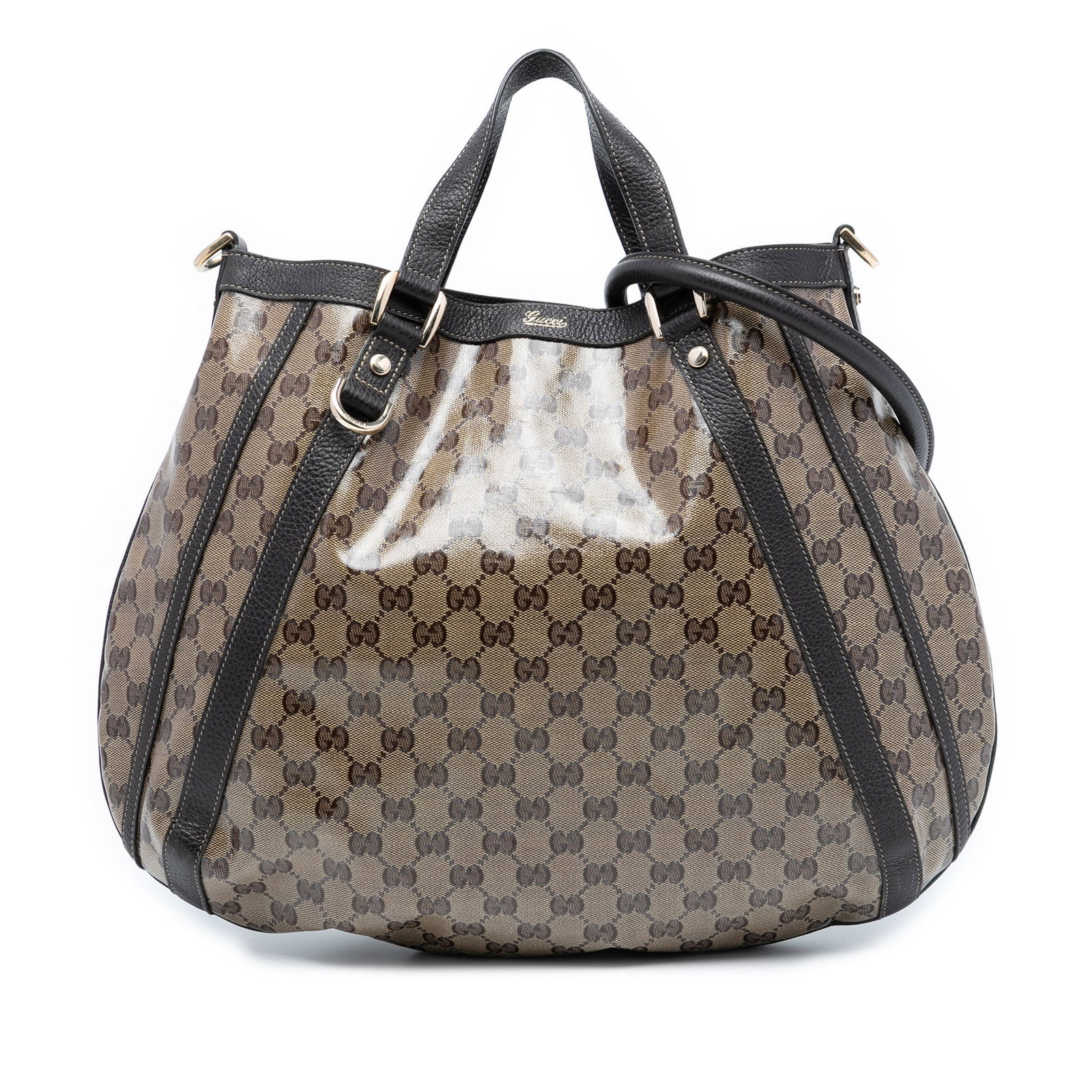 Gucci Abbey GG Crystal D Ring Convertible Brown Tote Bag (1 of 7)
