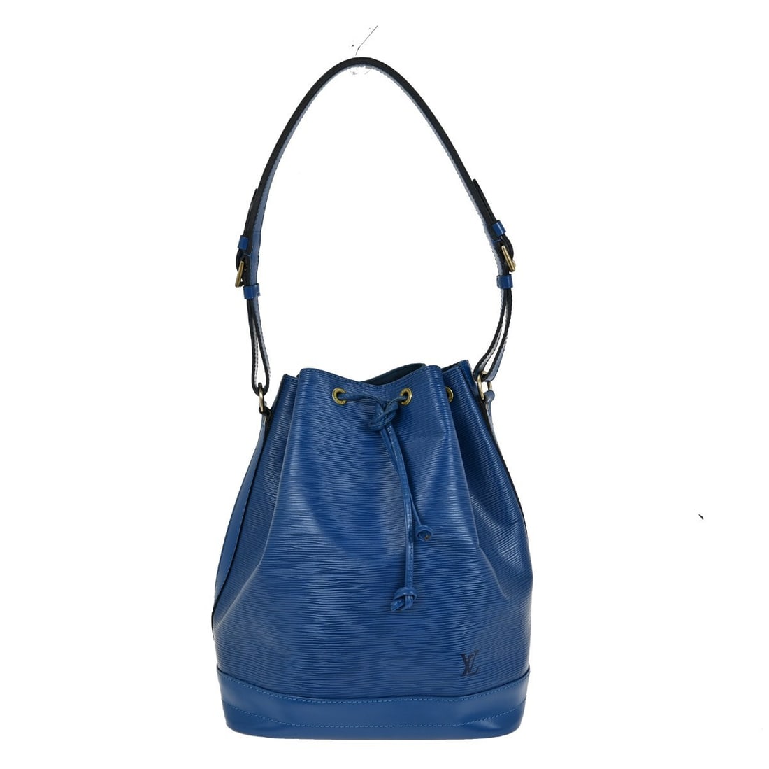 Louis Vuitton Blue Epi Leather Noe Shoulder Bag: Louis Vuitton Blue Epi Leather Noe Shoulder Bag This Louis Vuitton Noe handbag features blue Epi leather crafted for women. It shows signs of use including scuffs, scratches, suntanning, and stains on