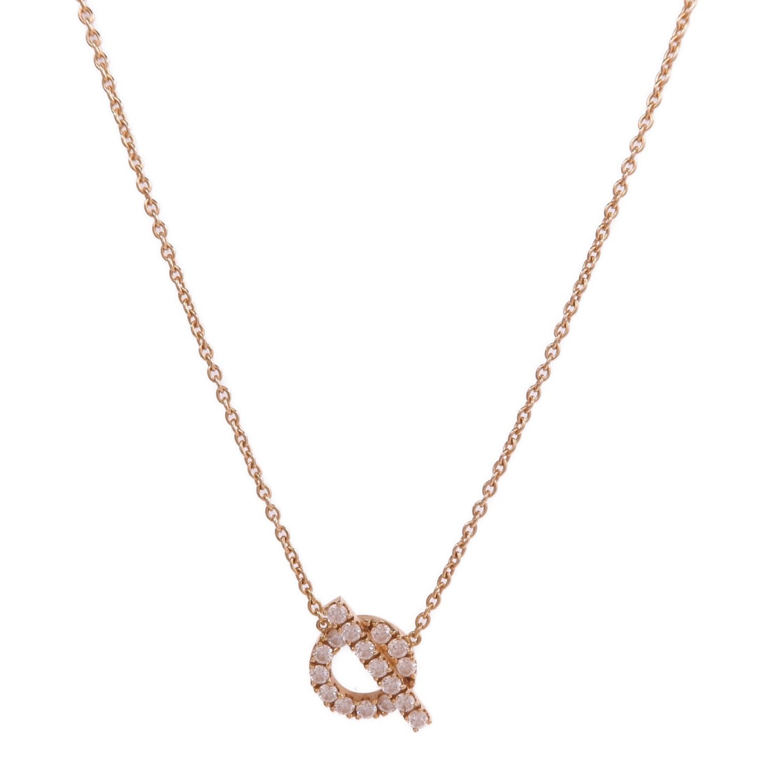 Hermes Finesse 18K Rose Gold Diamond Pendant Necklace for Women (1 of 10)