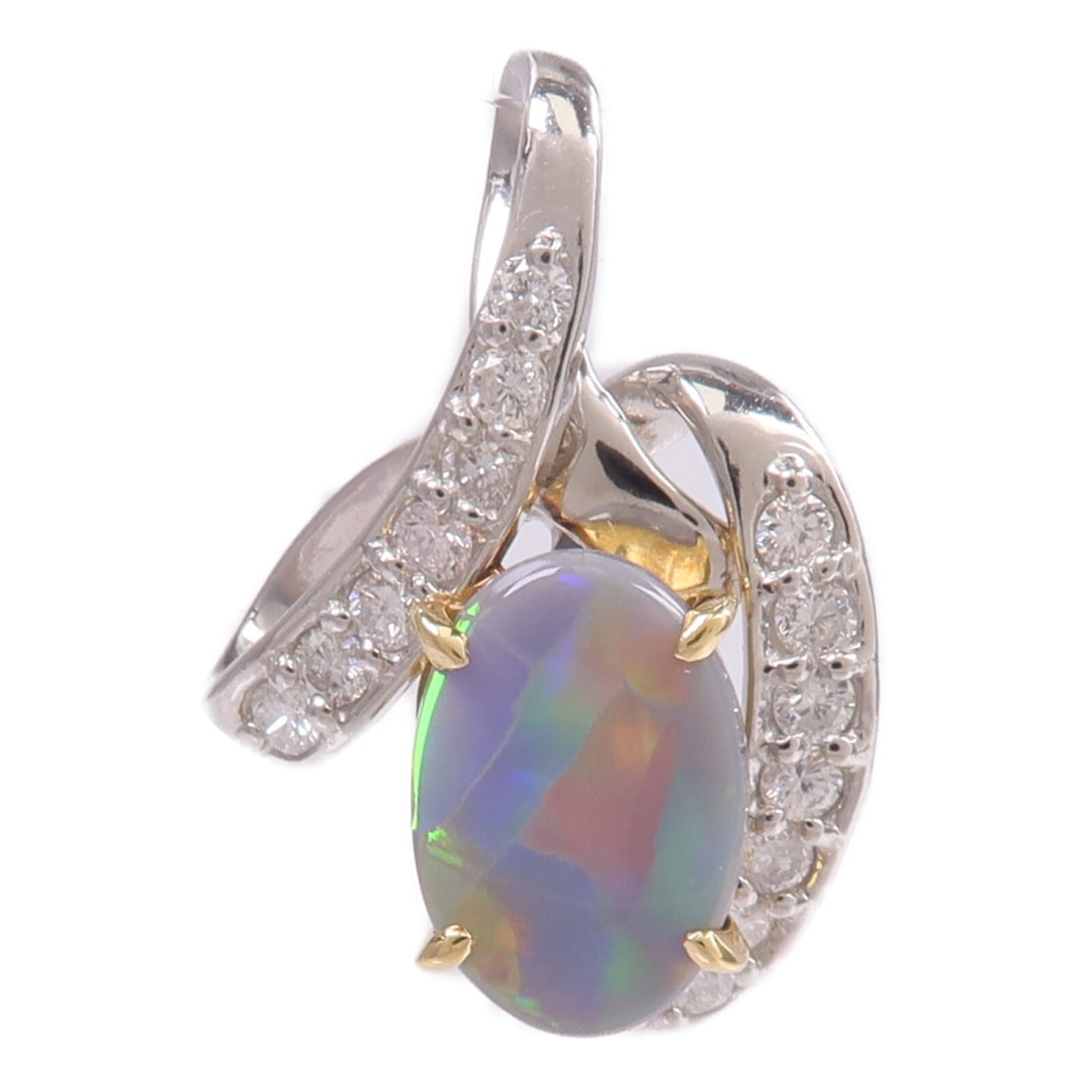 Black Opal Pendant Top in Platinum and 18K Yellow Gold (1 of 7)