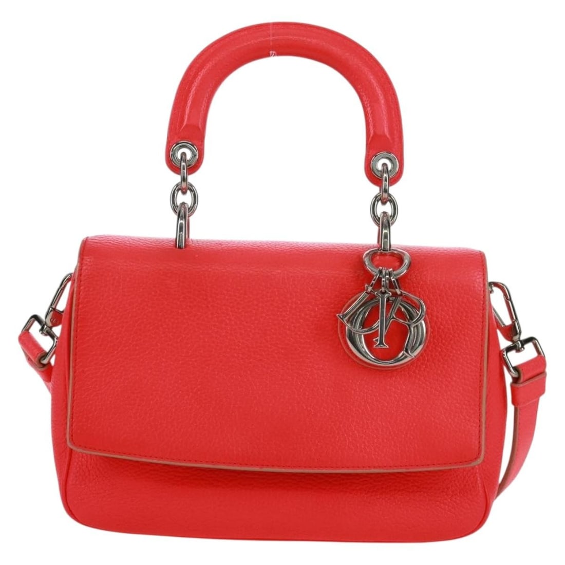 Red Pebbled Leather Be Dior Bag by Christian Dior Italy 21cm: Red Pebbled Leather Be Dior Bag by Christian Dior Italy 21cm This Christian Dior Be Dior Bag is crafted from red pebbled leather and designed for women. Made in Italy, it features a structured silhoue