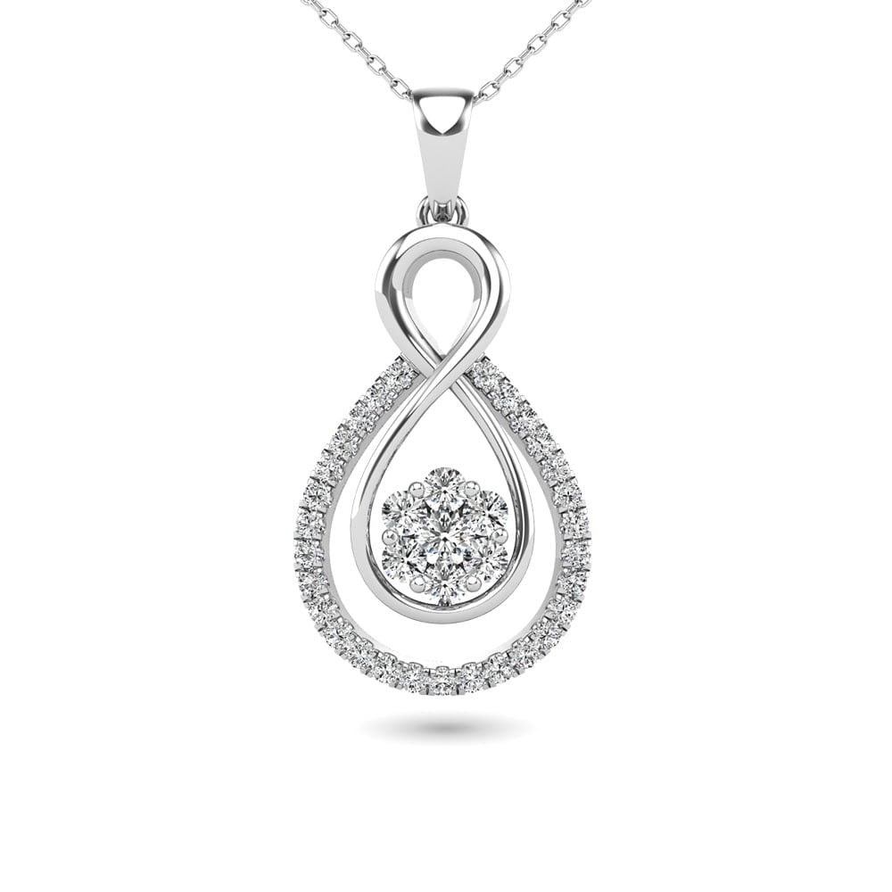Diamond 1/3 Ct.Tw. Fashion Pendant in 14K White Gold: Diamond 1/3 Ct.Tw. Fashion Pendant in 14K White Gold 14k White Gold Stone Color: G-h Stone Clarity: I1 Unless otherwise specified, pendants that include a chain are paired with our standard 18-inch le