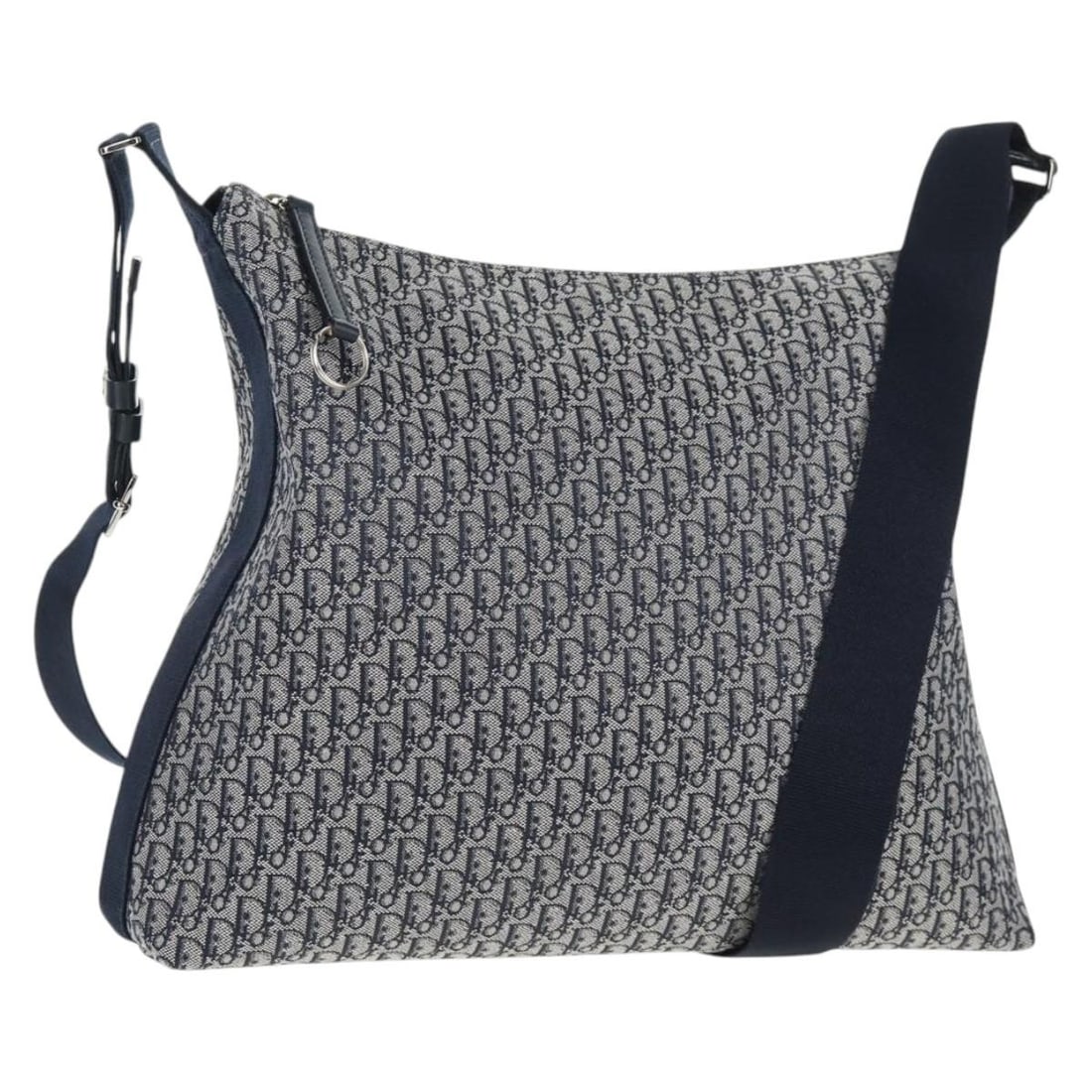 Christian Dior Navy Silver Trotter Canvas Shoulder Bag Auth 138077V (1 of 18)