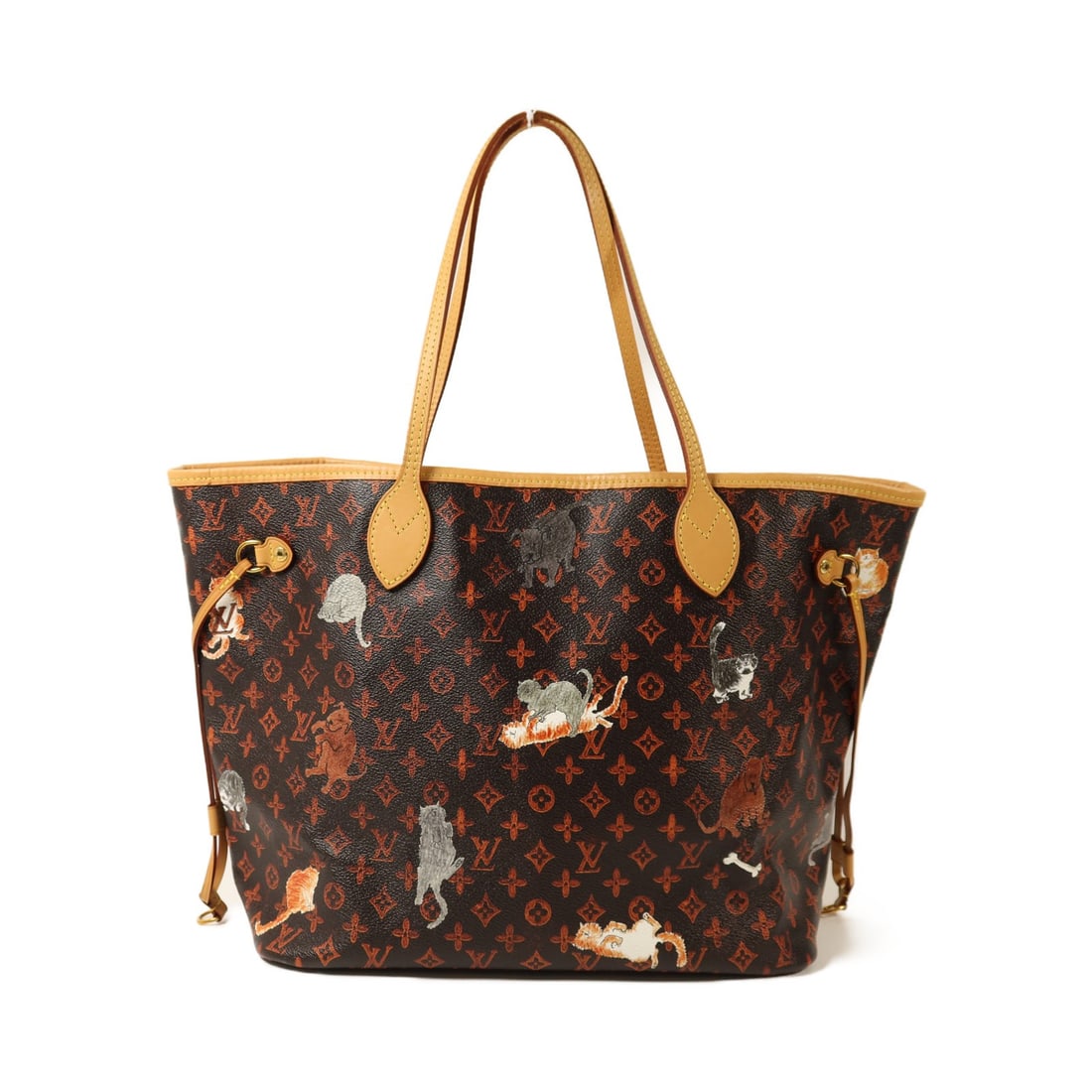 Louis Vuitton Neverfull MM Tote Catgram M44441 Brown Orange Gold Hardware (1 of 18)