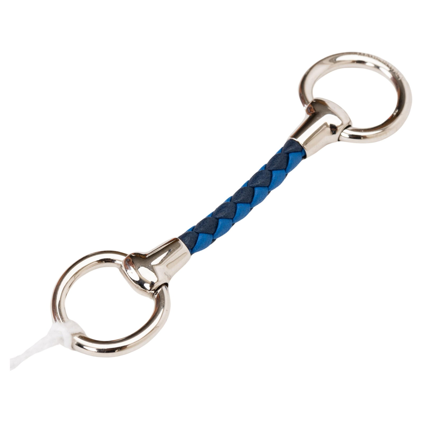 Hermes Mini Mors Tresse Cuir Twilly Ring in Palladium Brass and Calfskin: Hermes Mini Mors Tresse Cuir Twilly Ring in Palladium Brass and Calfskin Introducing the Hermes Mini Mors Tresse Cuir Twilly Ring, a stylish accessory that allows you to wear your scarf in creative ne