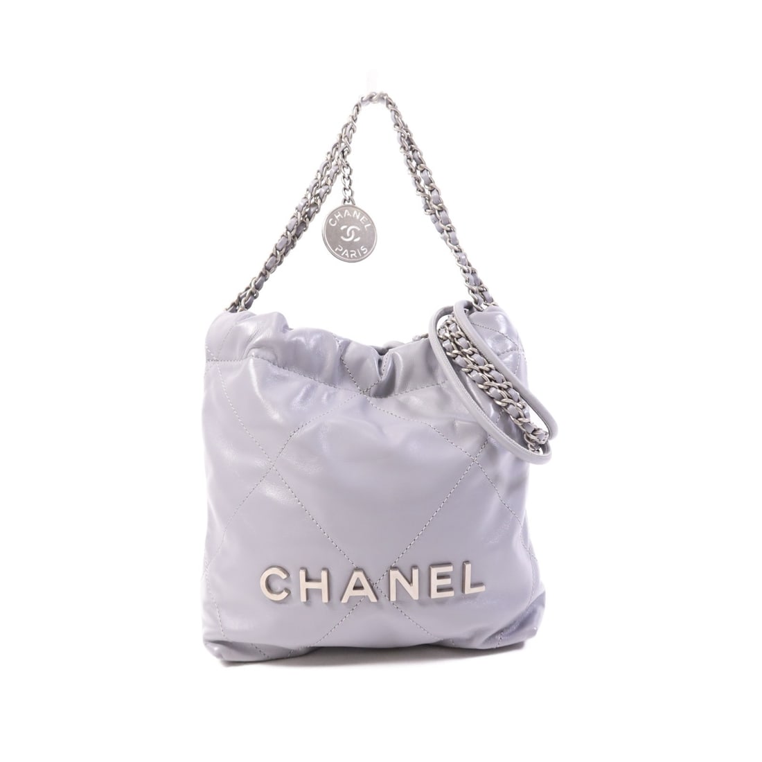 Chanel Mini C22 Calfskin Leather Convertible Shoulder Bag in Gray (1 of 15)