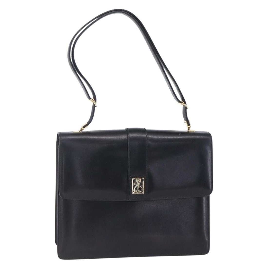 Leather Shoulder Bag by Burberry Vintage in Black: Leather Shoulder Bag by Burberry Vintage in Black This pre-owned Burberry vintage shoulder bag for women features black leather construction with metal fittings. It shows signs of use including surfac