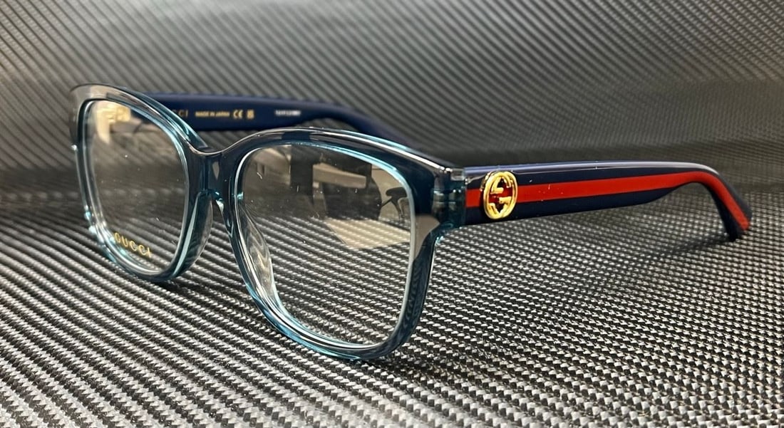 GUCCI GG0038ON 012 Blue Transparent Red Women's Eyeglasses with Authenticity Certificate (1 of 4)