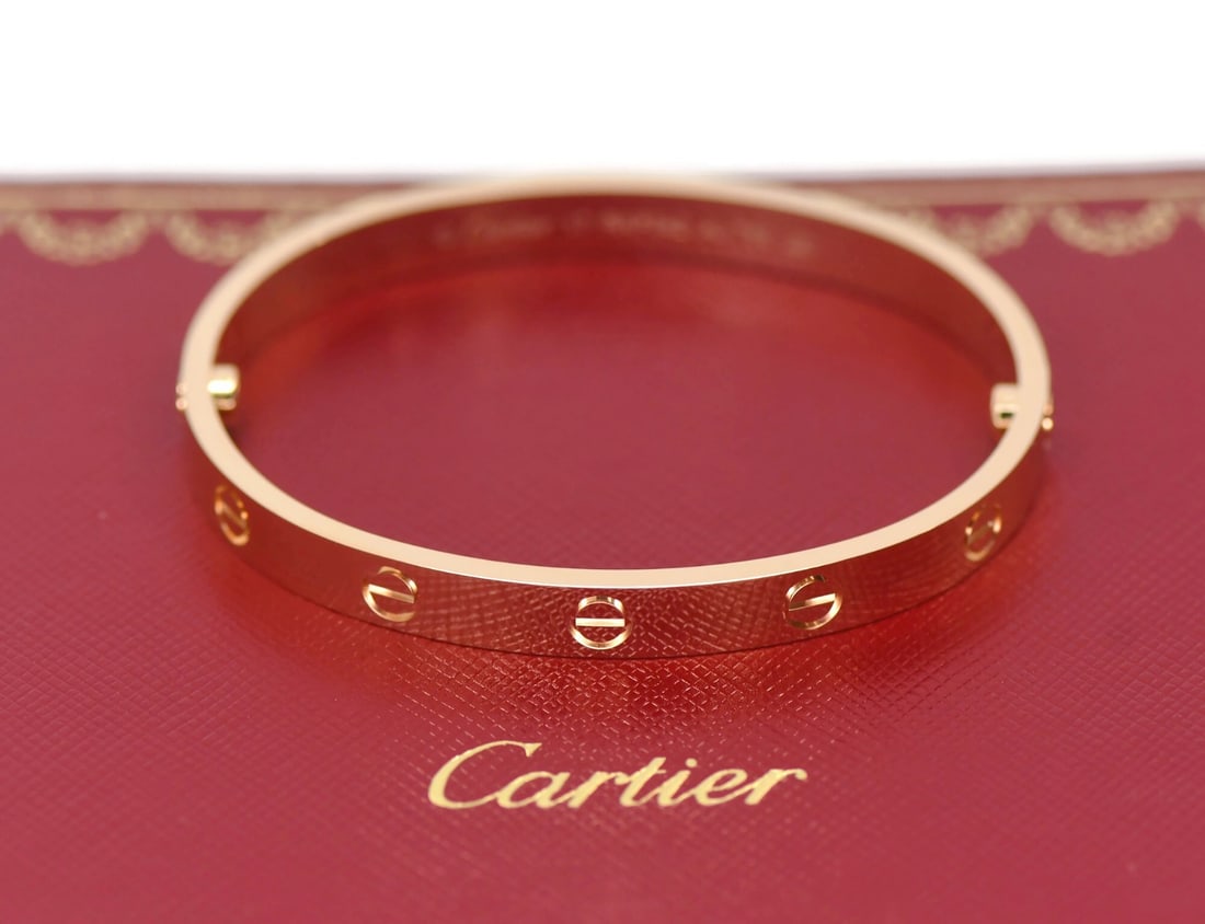18k Rose Gold Bangle Love Collection Bracelet Size 17 with Box (1 of 4)