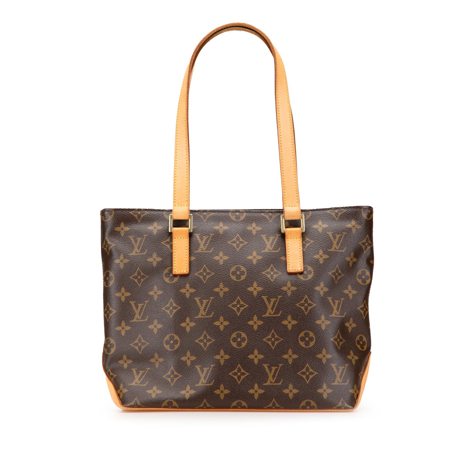 Louis Vuitton Monogram Cabas Piano Brown Canvas Bag: Louis Vuitton Monogram Cabas Piano Brown Canvas Bag The Louis Vuitton Monogram Cabas Piano is a stylish handbag crafted from durable monogram canvas. It features flat vachetta leather top handles for