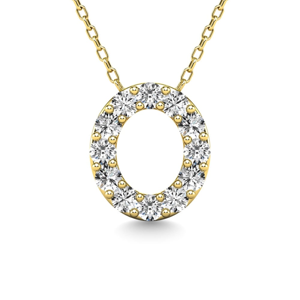 Diamond 1/8 Ct.Tw. Letter O Pendant in 14K Yellow Gold: Diamond 1/8 Ct.Tw. Letter O Pendant in 14K Yellow Gold 14k Yellow Gold Stone Color: G-h Stone Clarity: I1 Unless otherwise specified, pendants that include a chain are paired with our standard 18-inch